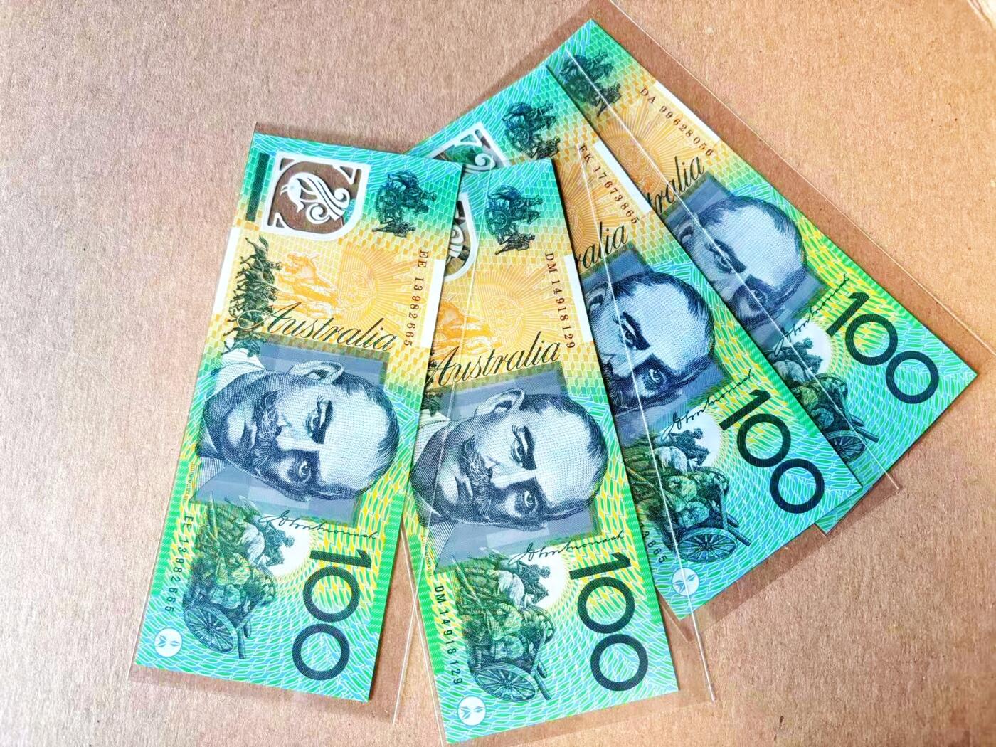  【Blue Auction】世界纸币精拍第791期——18级TOP拍卖/信誉/品质/专业/高效💫 【一组4张含无47】澳大利亚100元 全新UNC