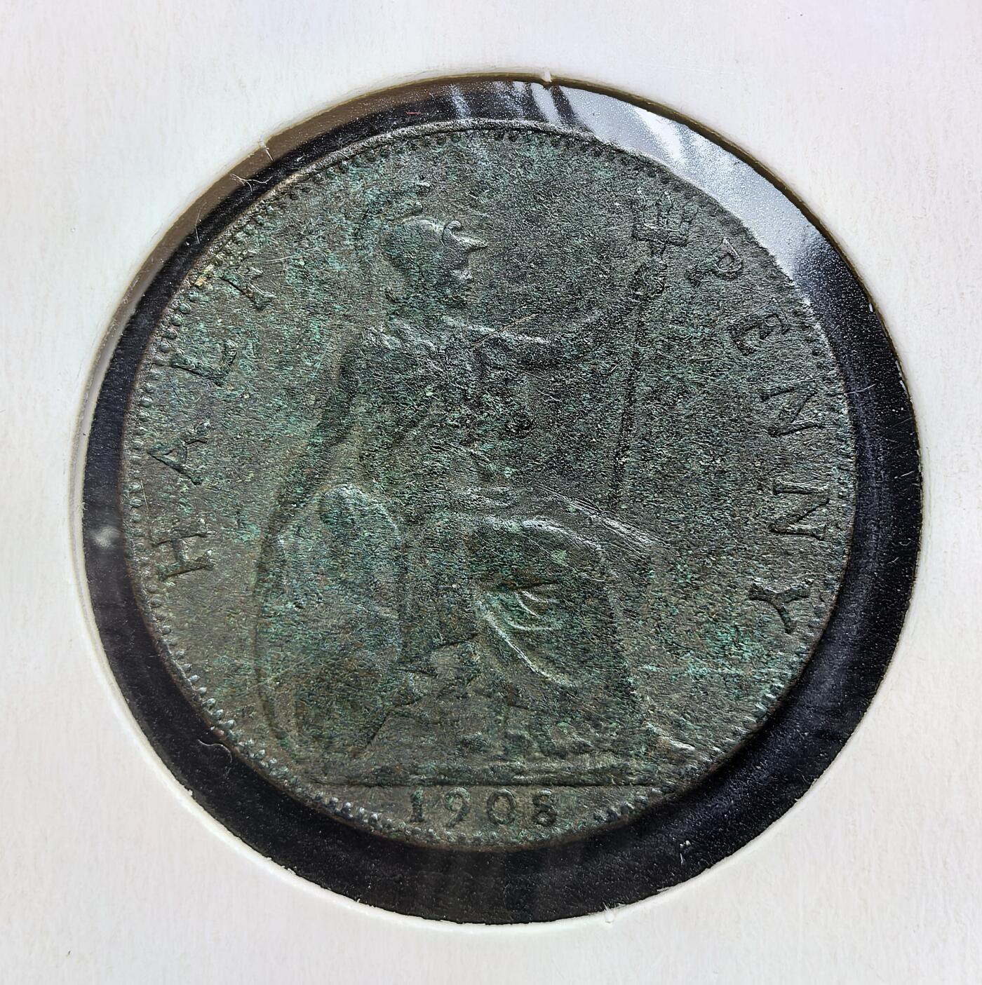 外国优质老铜币银币苏联纪念章，每周六晚九点倒数截拍，满百包邮可寄存，持续收拍 英国爱德华七世1908年半便士，铸于爱德华七世在位时期（1902-1910），正面为国王右向头像及王权铭文，背面是不列颠尼亚坐像，流通于英国及英联邦地区，见证了爱德华时代的殖民帝国格局。