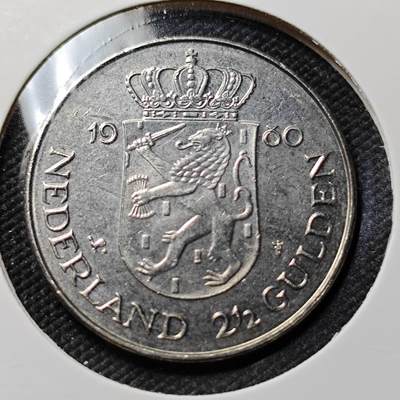 KK钱币收藏小铺   第401期 2月预留时间 周末发货 -  1960荷兰2.5盾纪念币