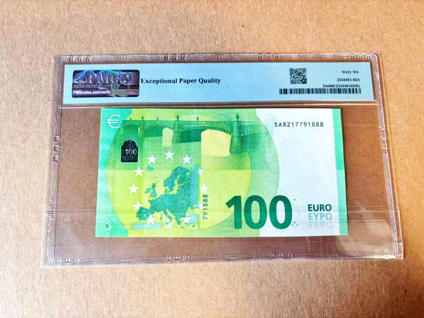  【Blue Auction】世界纸币精拍第791期——18级TOP拍卖/信誉/品质/专业/高效💫 【888豹子号】欧盟 2019年100欧元 PMG66EPQ 