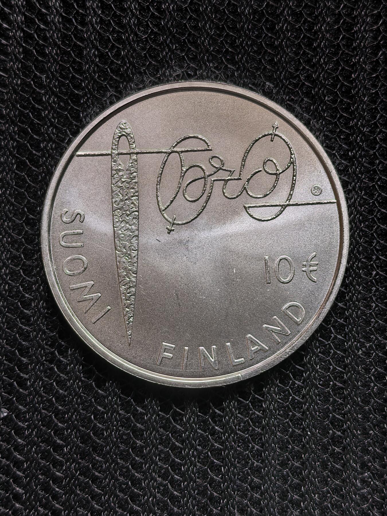 道一币馆币章第一百六十八场 芬兰2010年芬兰著名作家明娜·康特10欧元纪念银币  25.5g  925s