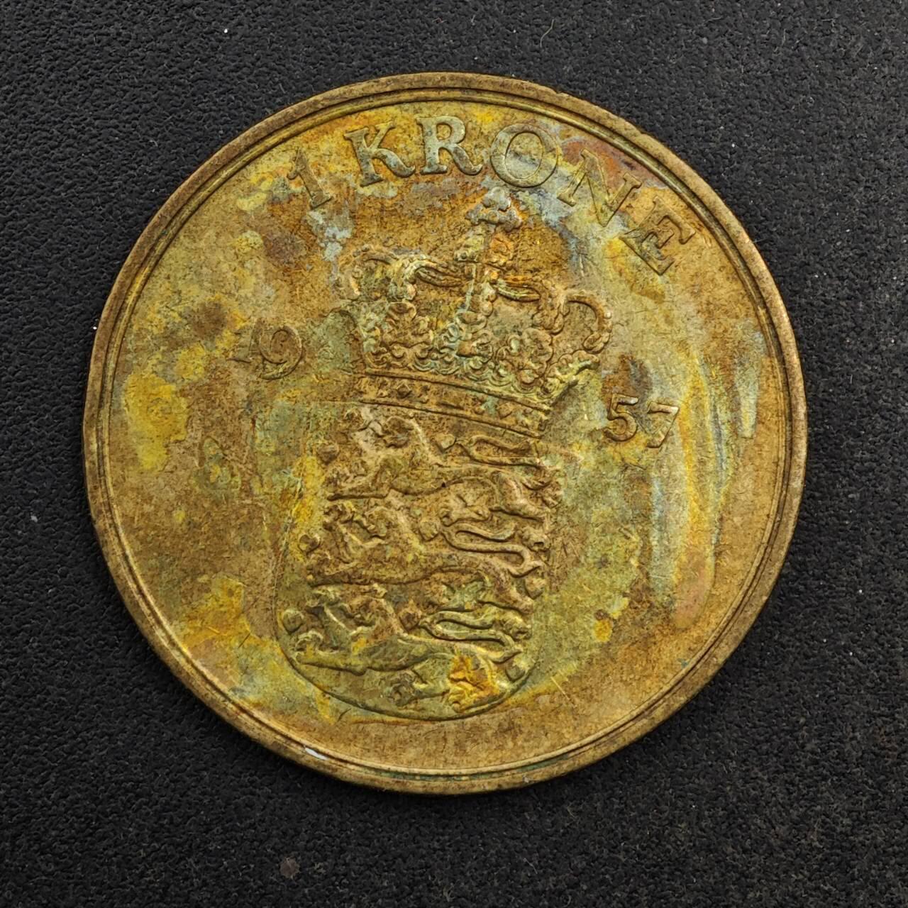 【淘币小摊】实时拍第八百七十七拍   散币场    每周一统一发货 丹麦1957年1克朗铜币