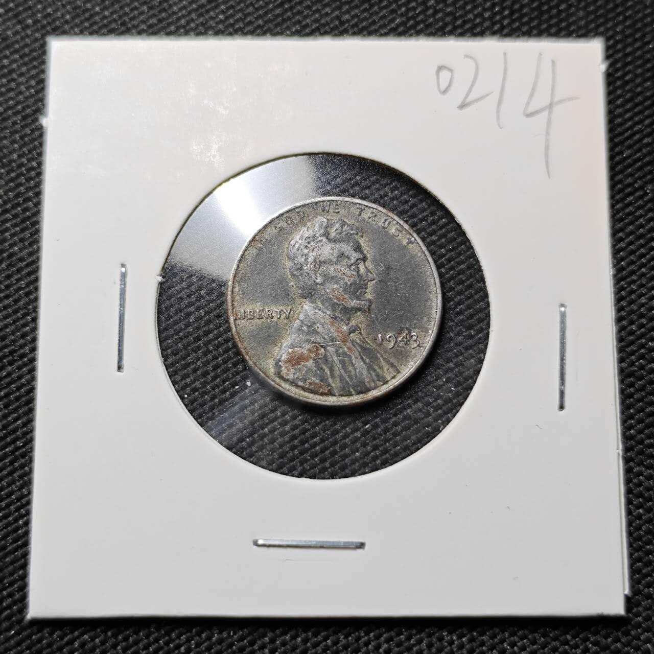 KK钱币收藏小铺   第402期 2月预留时间 周末发货  1943美国麦穗一分 铁币