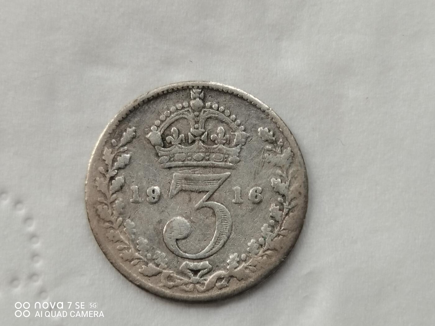 外国银币 1916年英国三便士银币