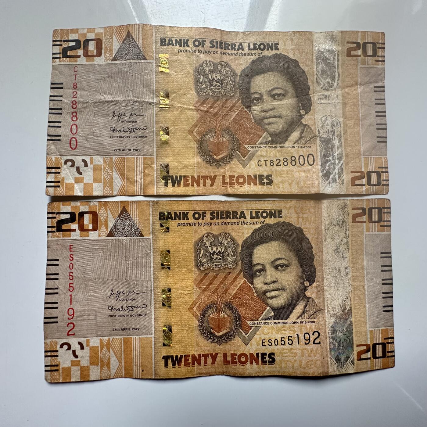 🌹外币初藏🌹🐯2026年第25场  每周二四六晚8️⃣点 接代拍 塞拉利昂2022年20利昂 2张--3