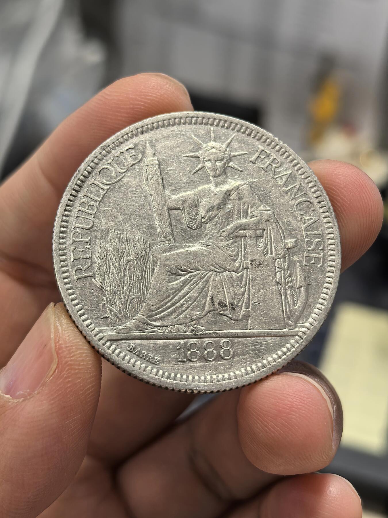 博洋堂世界钱币拍卖第163期（全场包邮） 法属印支1888年坐洋银币，加重好年份