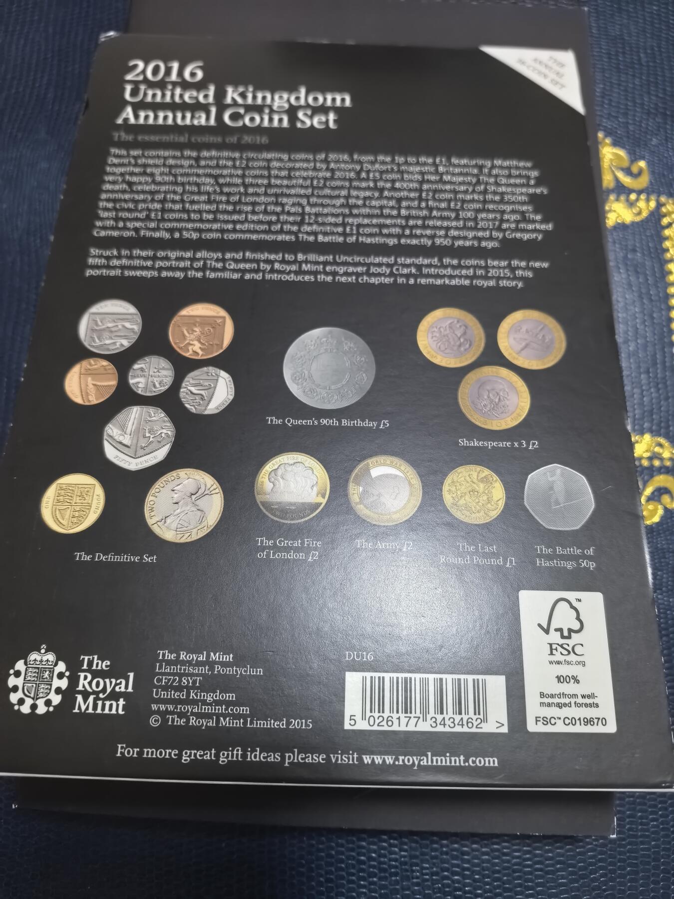 长老汇马年精选第七场拍卖 2016英国16枚普制套币卡装，含少见的莎士比亚币3枚