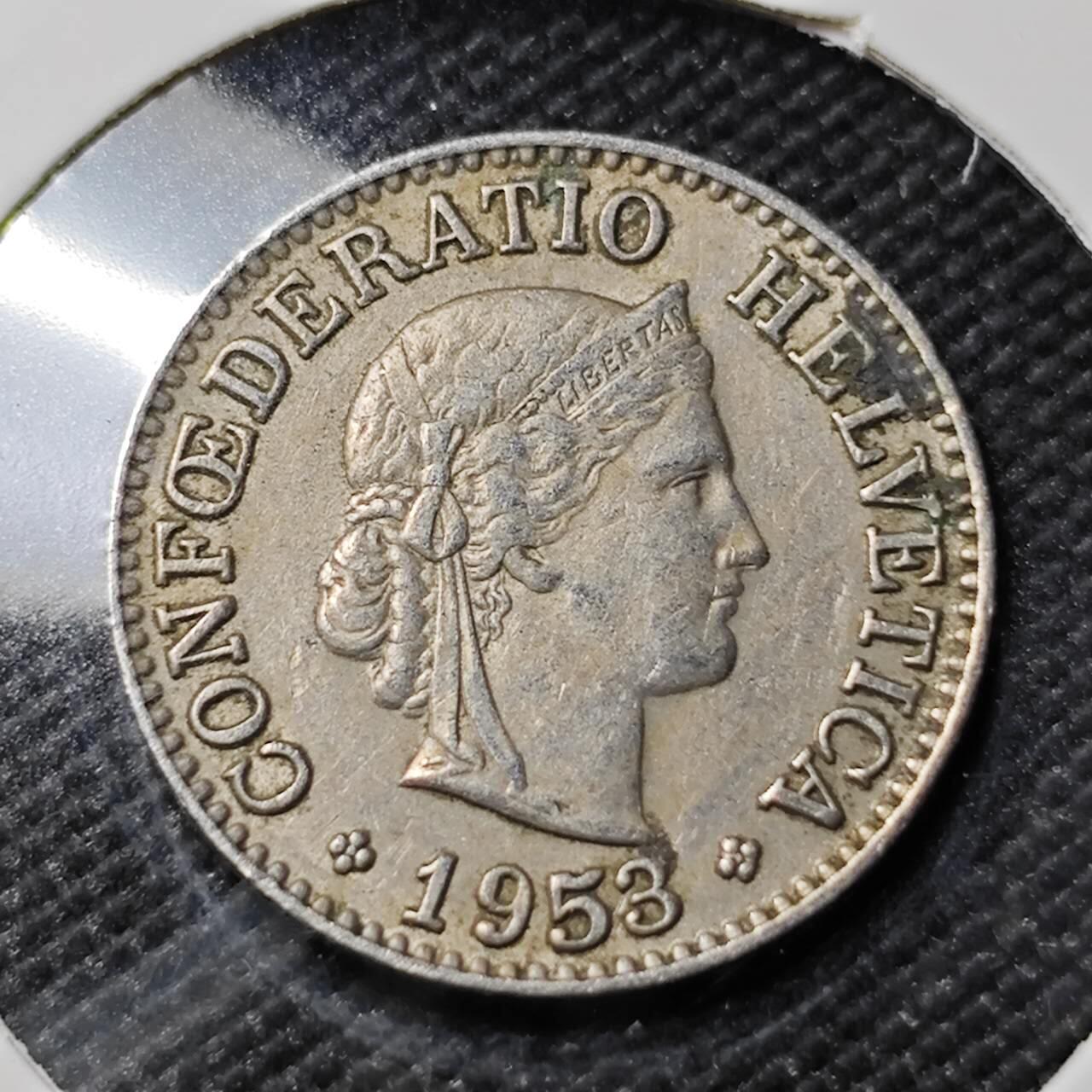 KK钱币收藏小铺   第401期 2月预留时间 周末发货  1953瑞士10分 