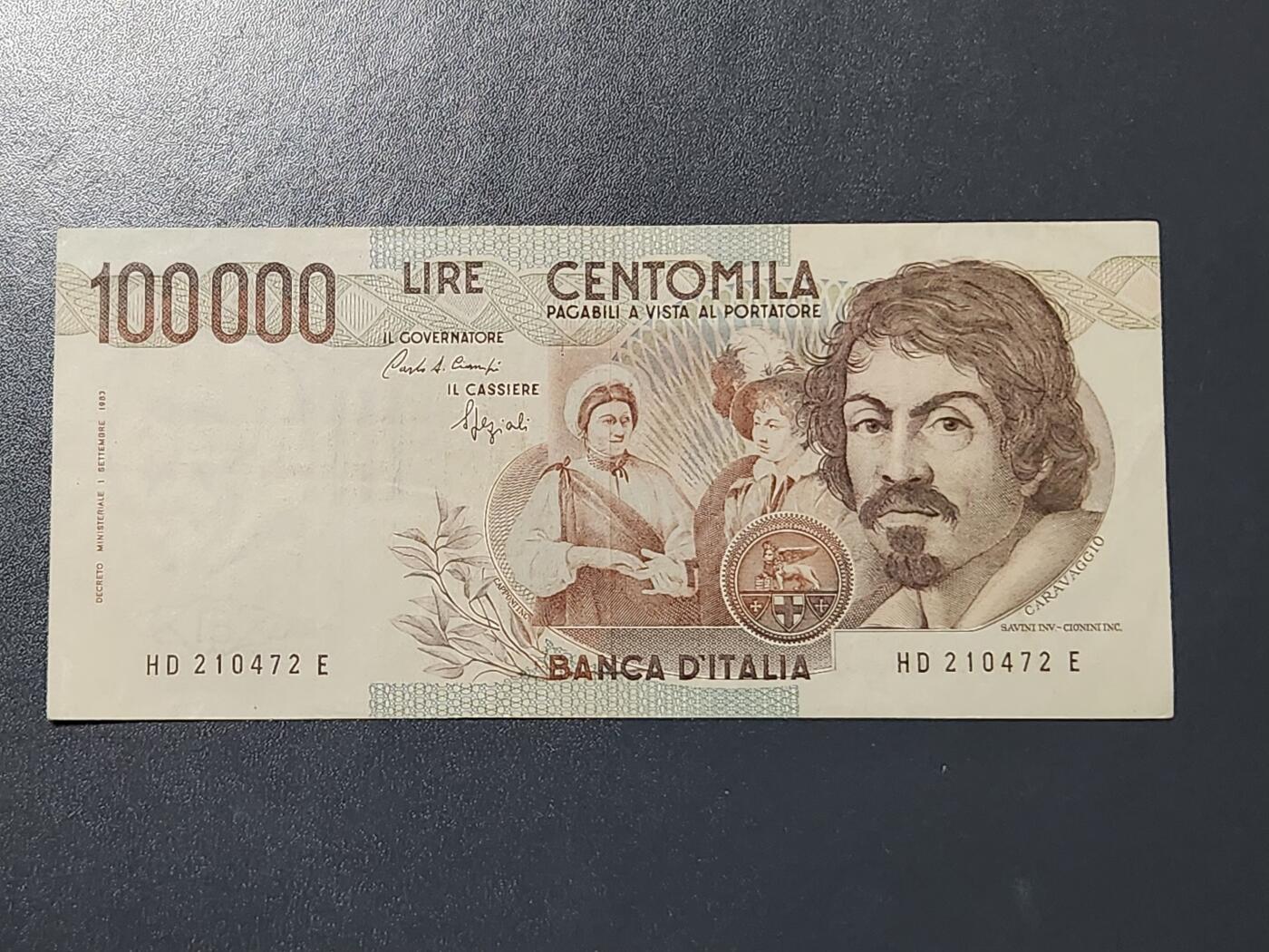 3月6号晚上8点 外国纸币自动截拍第35场 意大利100000签名1美品