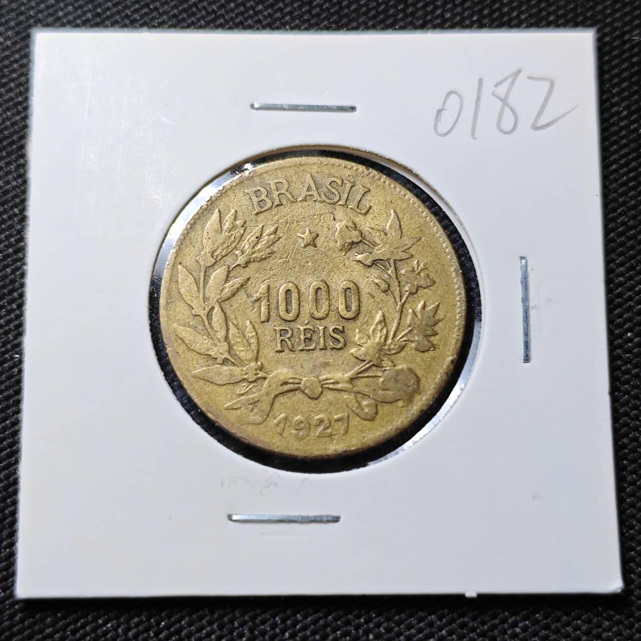 KK钱币收藏小铺   第401期 2月预留时间 周末发货  1927巴西1000瑞斯铜币