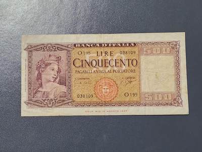 3月6号晚上8点 外国纸币自动截拍第35场 - 意大利500原票美品