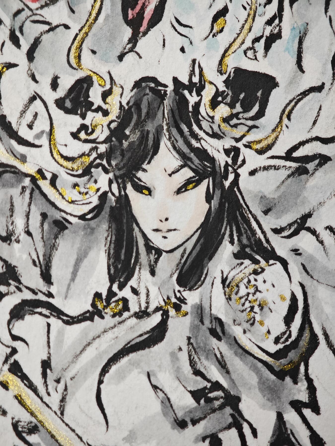 白泽拍卖卡牌手绘专场第33期（去岁千般皆如愿 今年万事定称心） 2025 沈鑫手绘画 哪吒 A4  沈鑫亲签