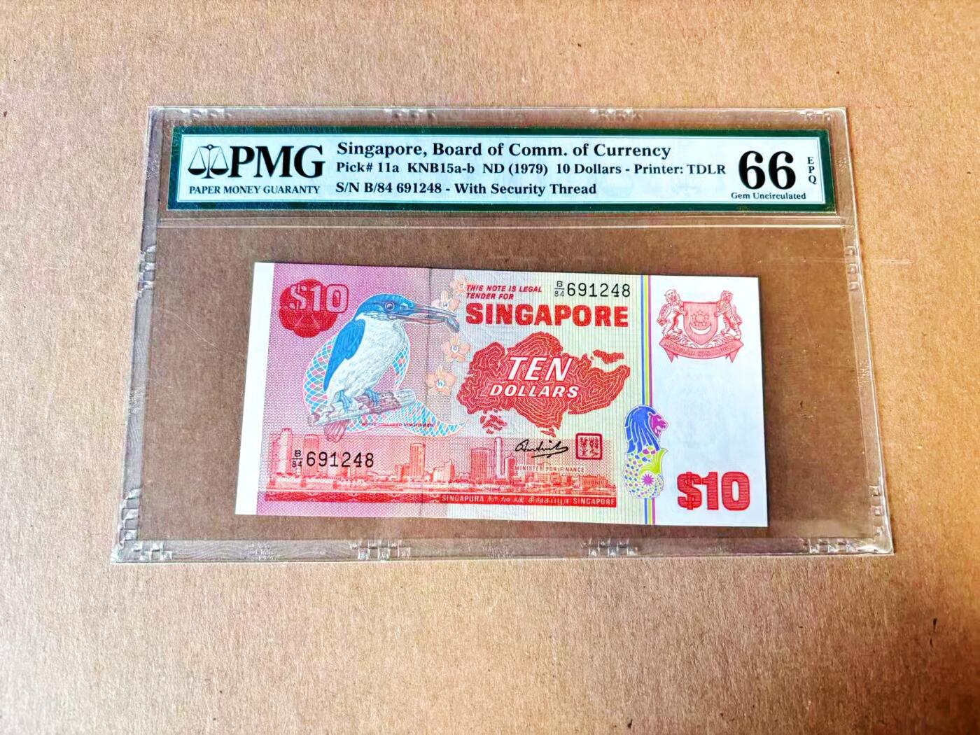  【Blue Auction】世界纸币精拍第791期——18级TOP拍卖/信誉/品质/专业/高效💫 新加坡 1979年10元 PMG66EPQ 