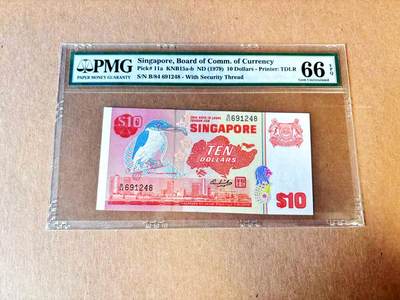  【Blue Auction】世界纸币精拍第791期——18级TOP拍卖/信誉/品质/专业/高效💫 - 新加坡 1979年10元 PMG66EPQ 