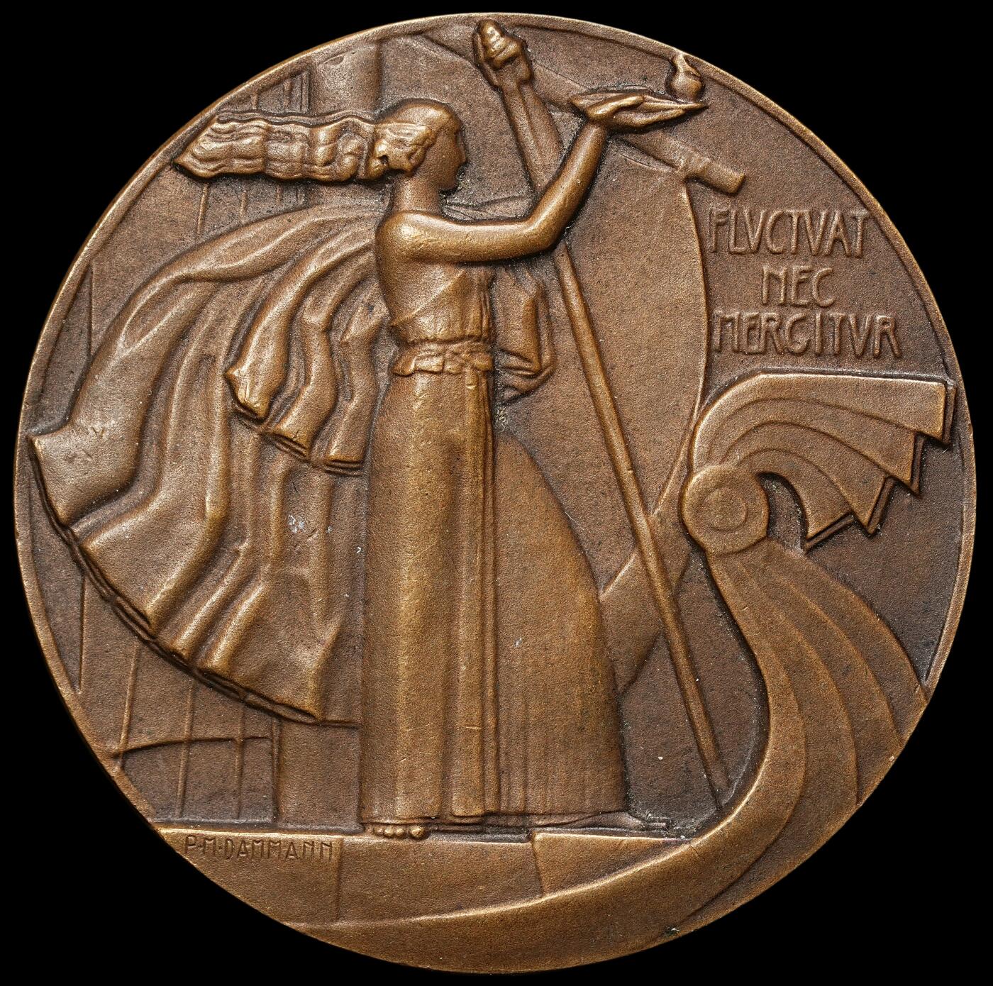 修遠堂世界钱币第106期，请看参拍说明 1936年法国塞纳省体操协会联合会纪念大铜章，50.25mm，53.56g，边小磕