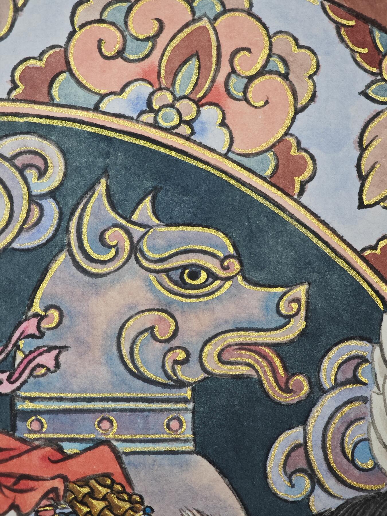 白泽拍卖卡牌手绘专场第33期（去岁千般皆如愿 今年万事定称心） 2025 冯涛手绘画 狗-扈三娘 尺寸：30cm*41.5cm  冯涛亲签