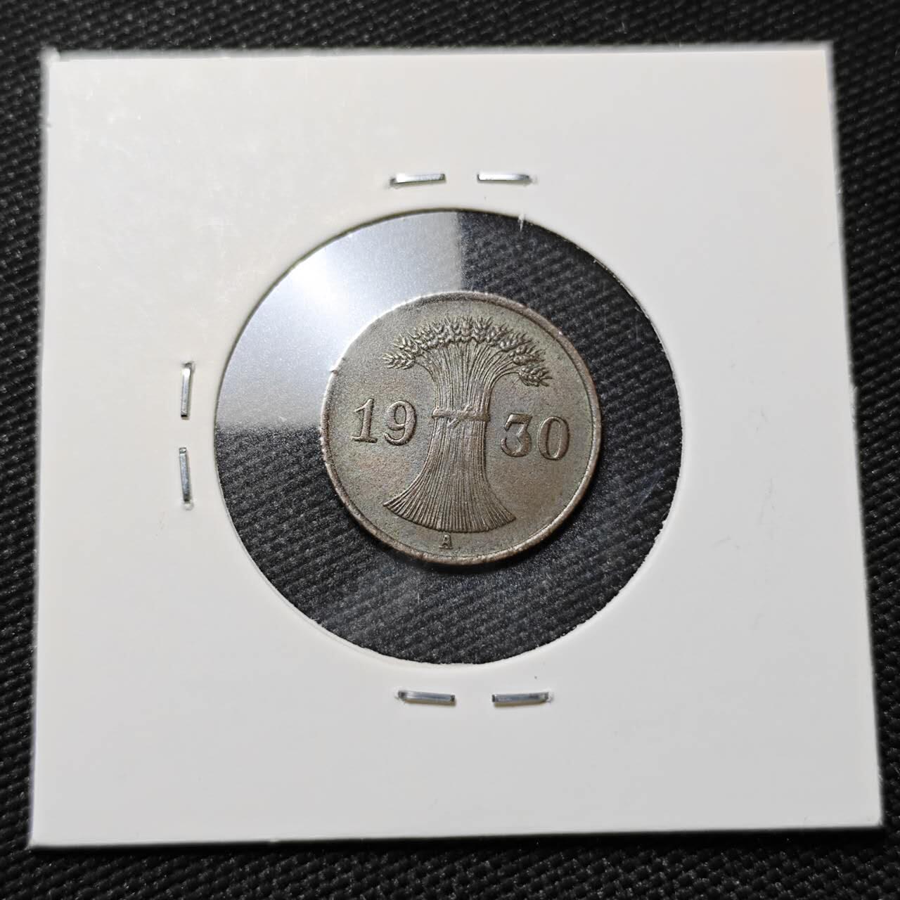 KK钱币收藏小铺   第401期 2月预留时间 周末发货  1930德国1芬尼铜币