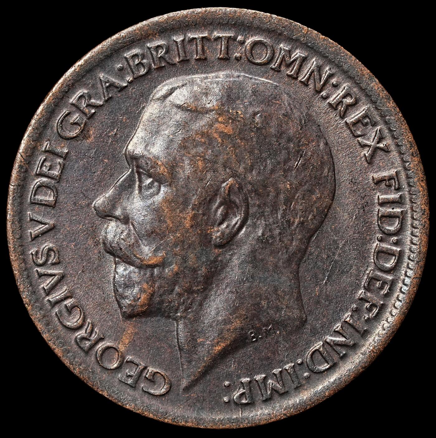 修遠堂世界钱币第106期，请看参拍说明 1917年英国1法新铜币，造币厂熏黑，未流通