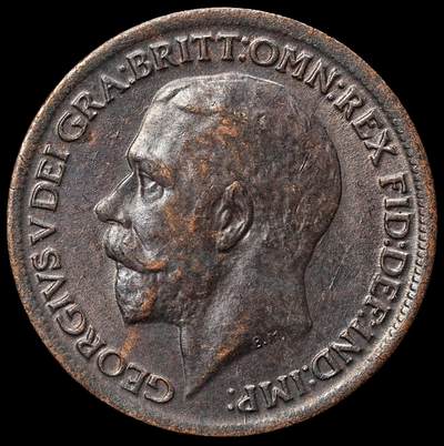 修遠堂世界钱币第106期，请看参拍说明 - 1917年英国1法新铜币，造币厂熏黑，未流通