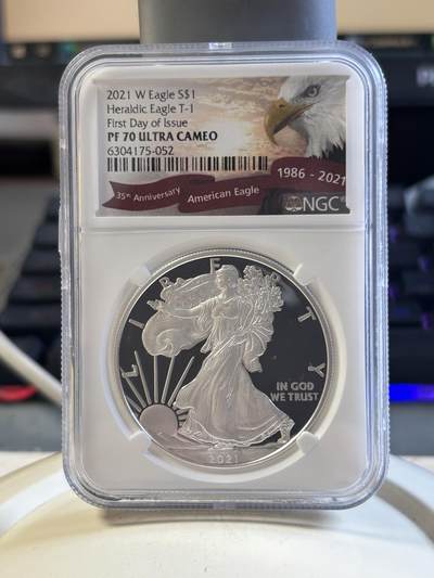 第192期拍卖 - 美国2021年鹰洋1盎司行走女神精制纪念银币NGC-PF70首，1盎司，999银，