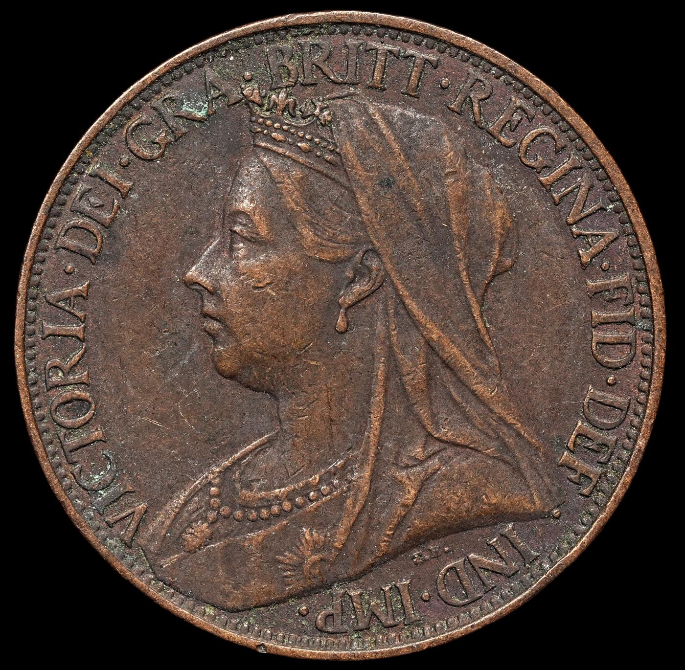 修遠堂世界钱币第106期，请看参拍说明 1900年英国1法新铜币