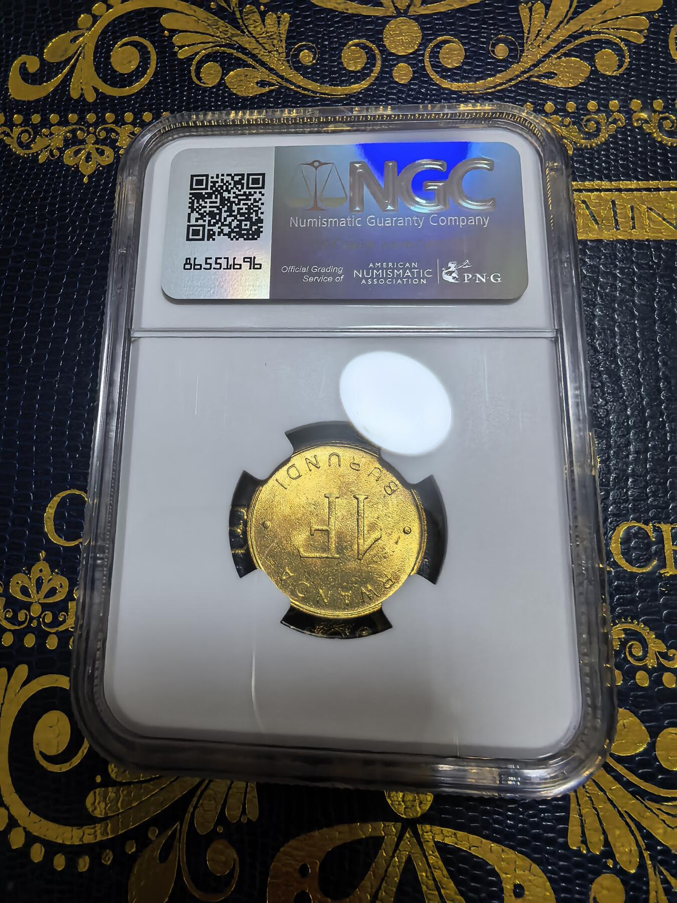 长老汇马年精选第七场拍卖 1961卢旺达狮子1法郎铜镍币，NGC 63，季军，更高7枚