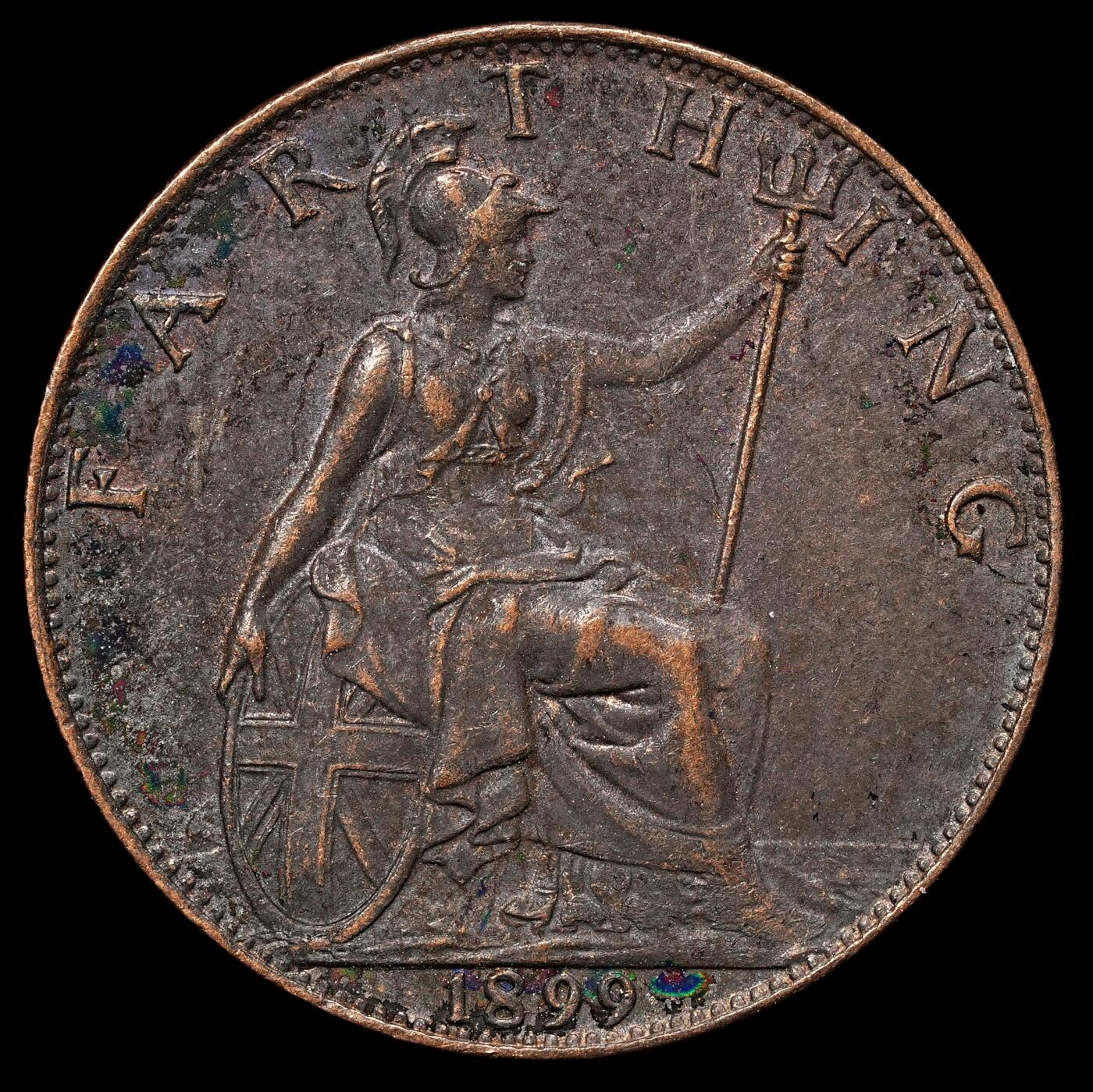 修遠堂世界钱币第106期，请看参拍说明 1899年英国1法新铜币