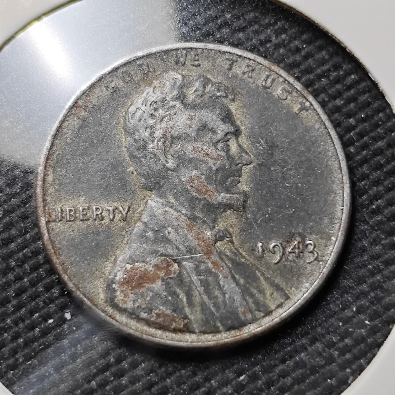 KK钱币收藏小铺   第402期 2月预留时间 周末发货  1943美国麦穗一分 铁币