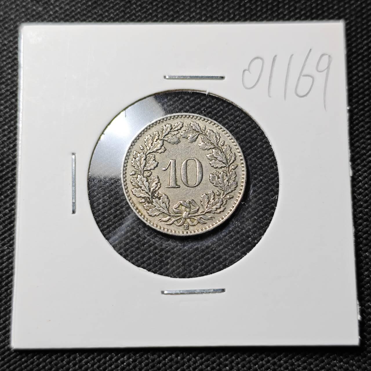 KK钱币收藏小铺   第401期 2月预留时间 周末发货  1953瑞士10分 