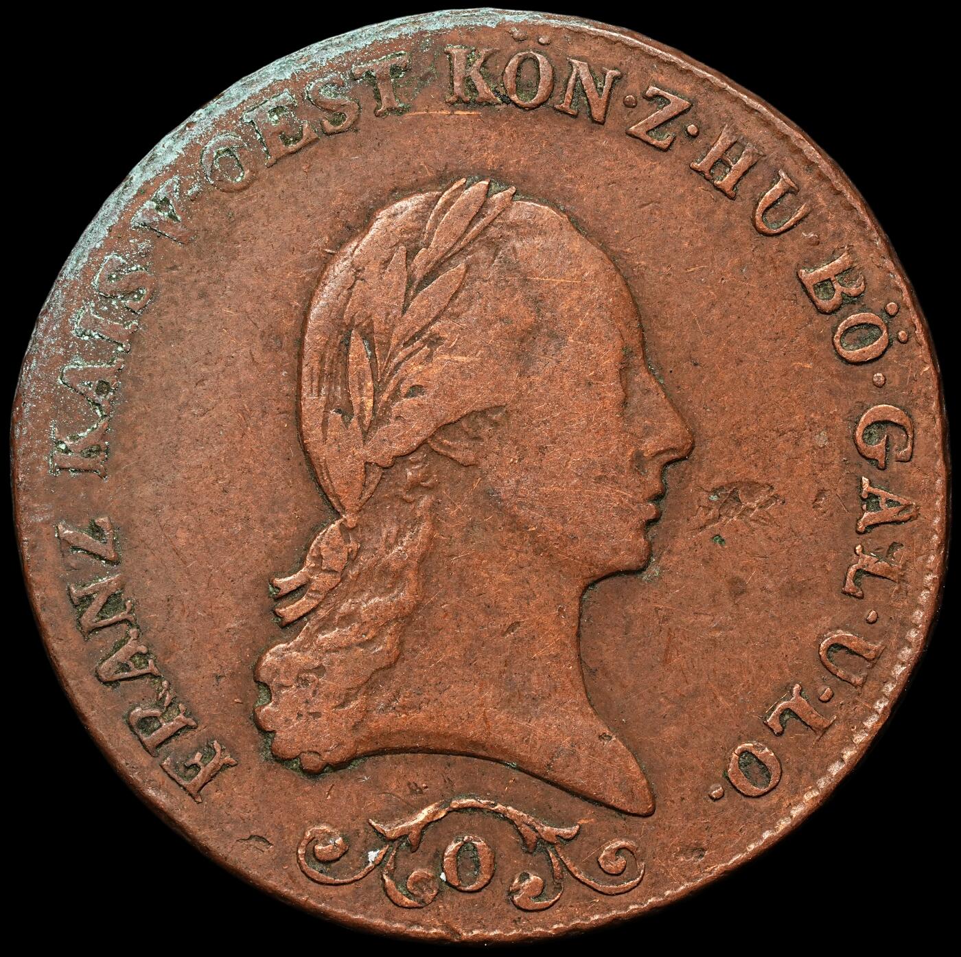 修遠堂世界钱币第106期，请看参拍说明 1812年奥匈帝国-奥地利3克鲁泽铜币 O厂铭