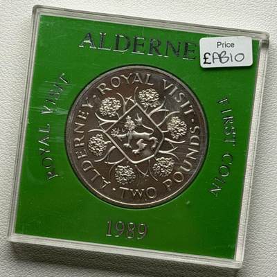 ＜星葵🌻钱币社＞硬币场·第71期·3月10日发货 - 奥尔德尼岛1989年皇家访问盒装2镑克朗型纪念币