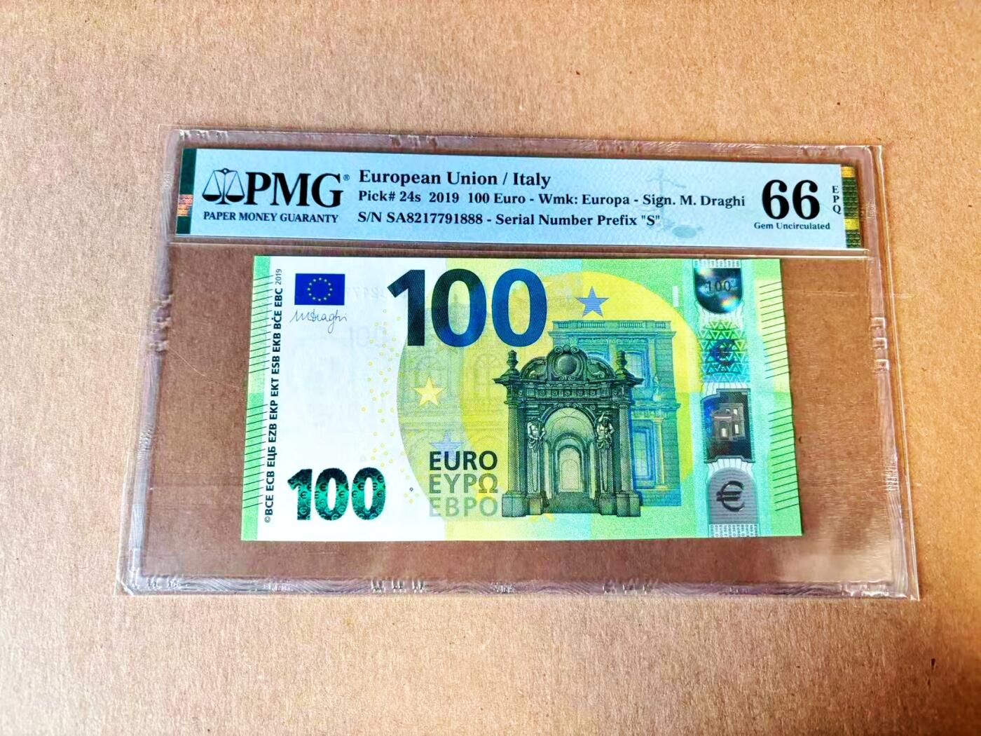  【Blue Auction】世界纸币精拍第791期——18级TOP拍卖/信誉/品质/专业/高效💫 【888豹子号】欧盟 2019年100欧元 PMG66EPQ 