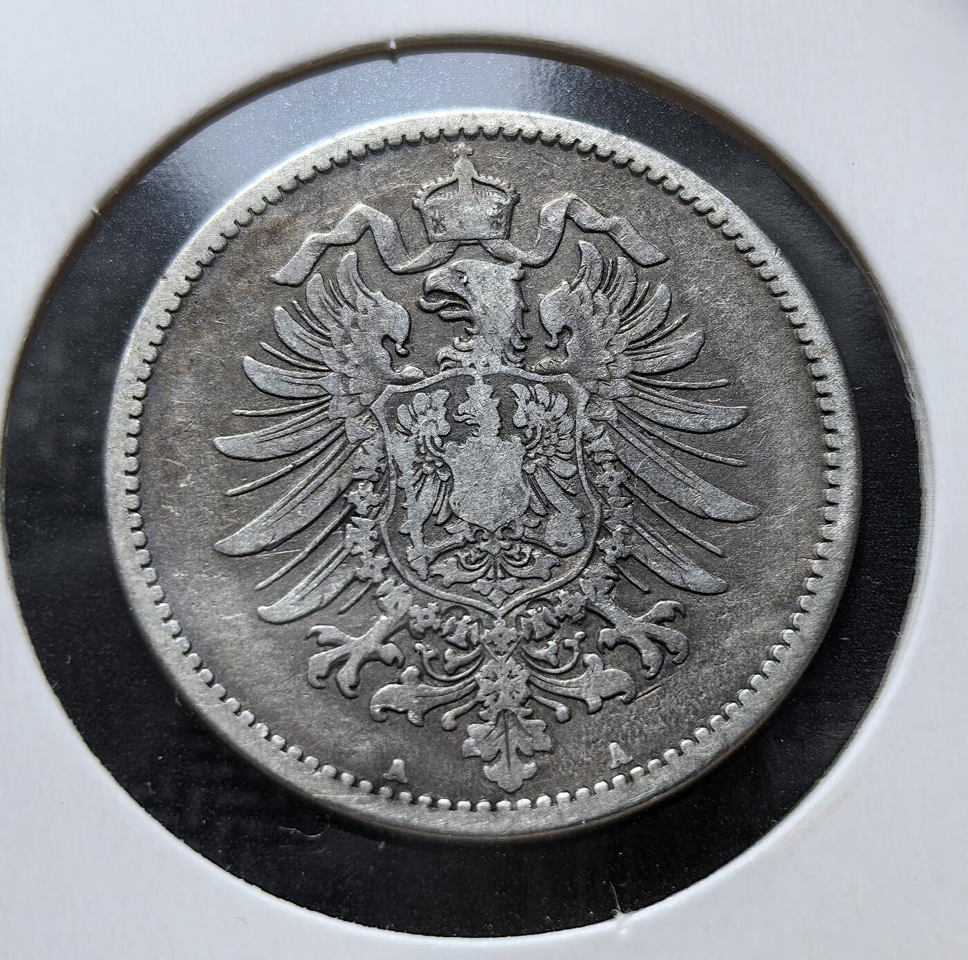 外国优质老铜币银币苏联纪念章，每周六晚九点倒数截拍，满百包邮可寄存，持续收拍 德意志帝国1875年1马克银币5.55克900银纯银价108元，正面为帝国鹰徽，背面是面值与年份，由柏林造币厂铸造，是德国货币统一、建立帝国马克体系的重要见证，见证了帝国早期的经济与货币整合。