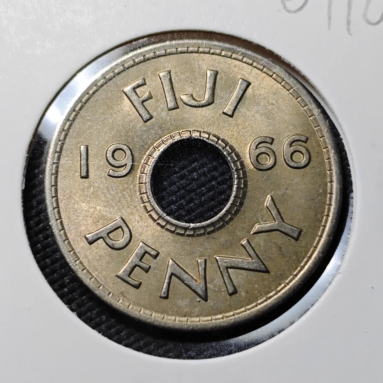 KK钱币收藏小铺   第401期 2月预留时间 周末发货  斐济1便士 好品