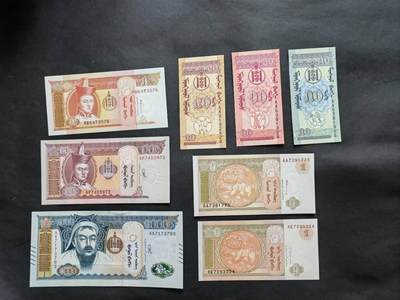 外国纸币专场260307场 - 蒙古国7张，全新品相UNC。