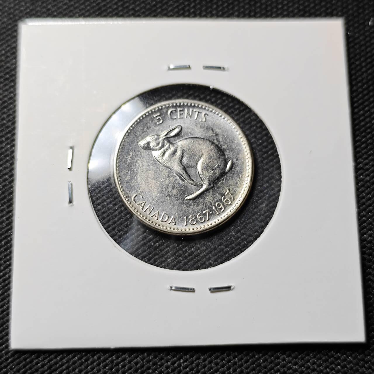 KK钱币收藏小铺   第401期 2月预留时间 周末发货  1967加拿大5分纪念币