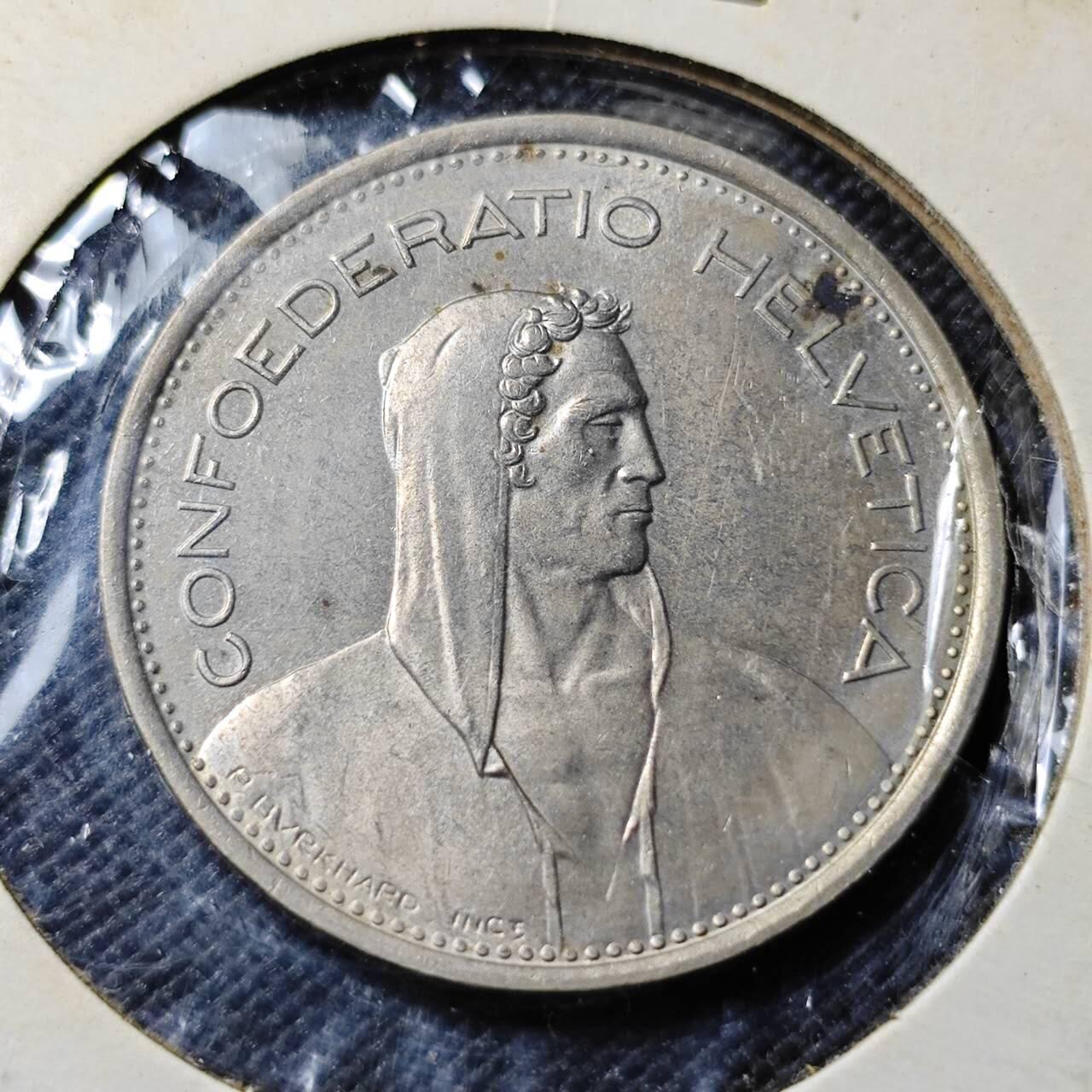 KK钱币收藏小铺   第401期 2月预留时间 周末发货  1974瑞士5法郎