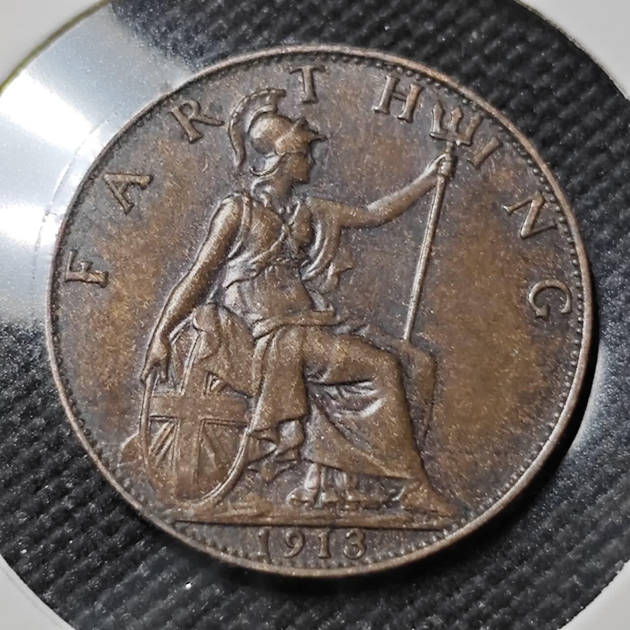 KK钱币收藏小铺   第401期 2月预留时间 周末发货  1913英国1法新铜币