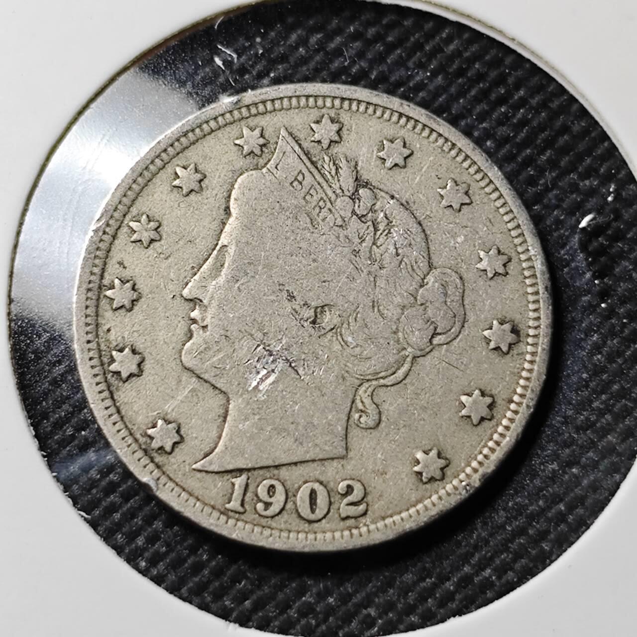 KK钱币收藏小铺   第401期 2月预留时间 周末发货  1902美国5分