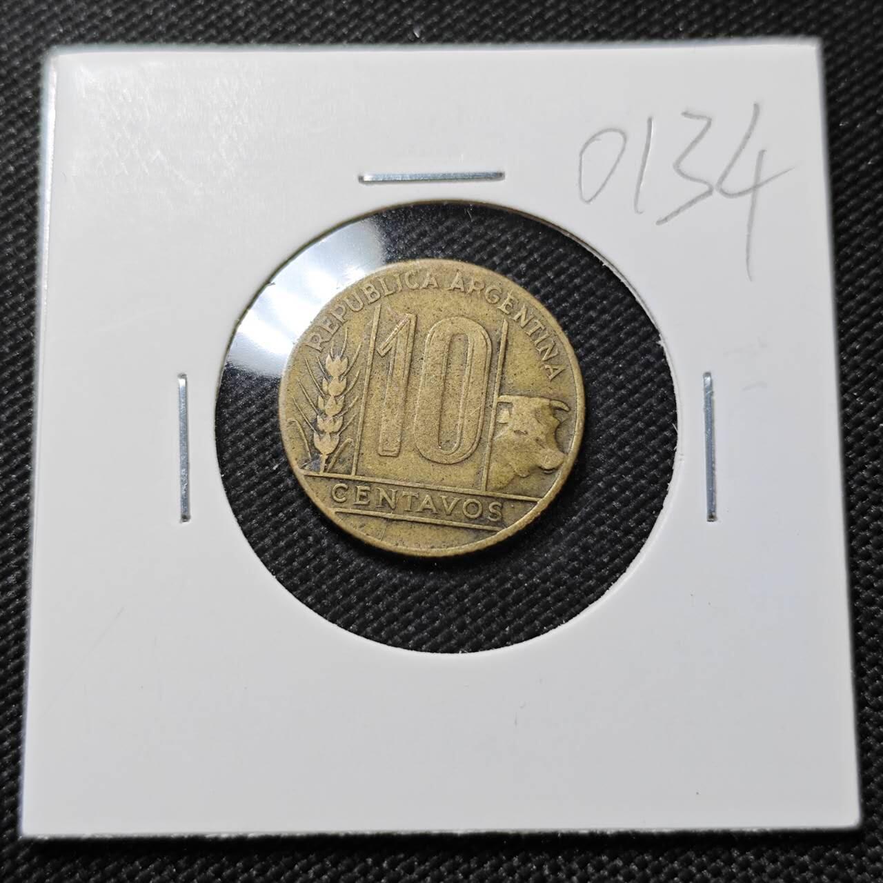 KK钱币收藏小铺   第401期 2月预留时间 周末发货  1949阿根廷10分铜币