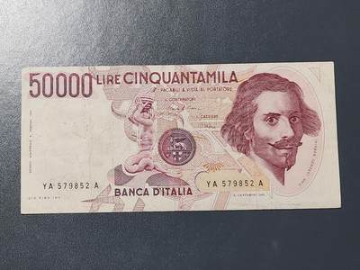 3月6号晚上8点 外国纸币自动截拍第35场 - 意大利50000 不同签名1 美品
