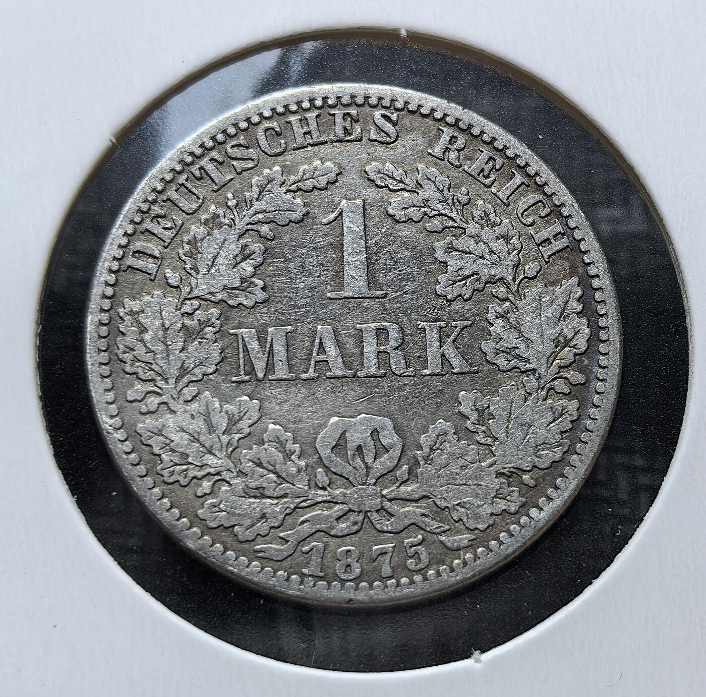 外国优质老铜币银币苏联纪念章，每周六晚九点倒数截拍，满百包邮可寄存，持续收拍 德意志帝国1875年1马克银币5.55克900银纯银价108元，正面为帝国鹰徽，背面是面值与年份，由柏林造币厂铸造，是德国货币统一、建立帝国马克体系的重要见证，见证了帝国早期的经济与货币整合。