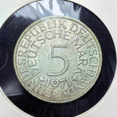外国优质老铜币银币苏联纪念章，每周六晚九点倒数截拍，满百包邮可寄存，持续收拍 - 西德1971年5马克银币11.2克625银纯银价150元，正面为联邦德国国徽雄鹰，由汉堡造币厂（J 标记）铸造，是战后德国经济奇迹的货币见证，流通至 2002 年欧元启用后退出。
