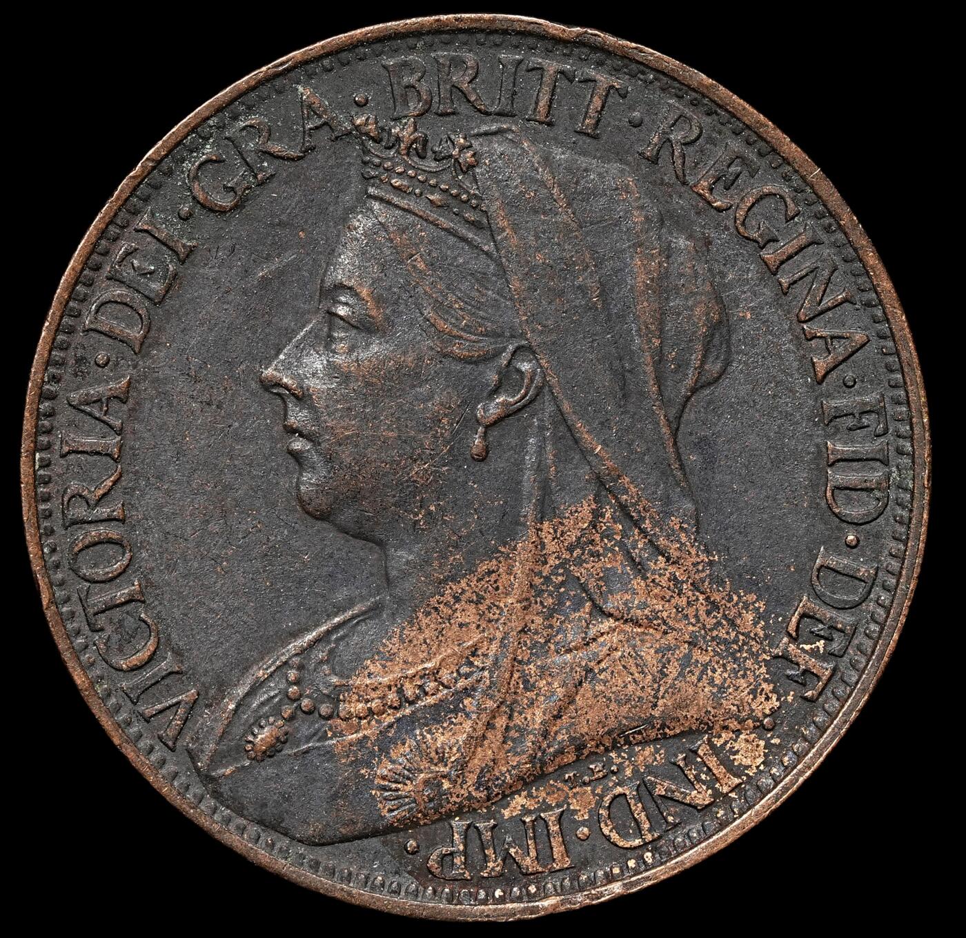 修遠堂世界钱币第106期，请看参拍说明 1898年英国1法新铜币