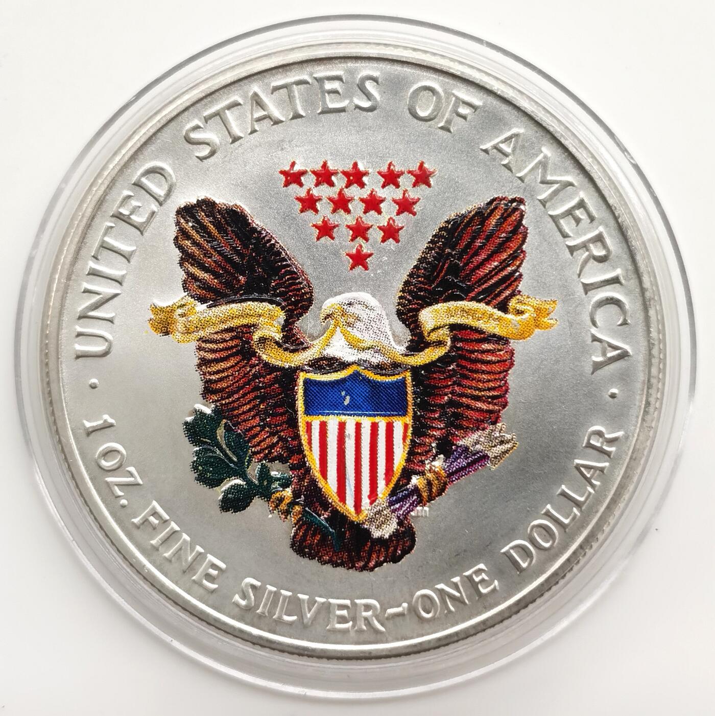 博洋堂世界钱币拍卖第163期（全场包邮） 美国2002年1元彩色普制银币 美国女神 1盎司999银 私印版发行量不多