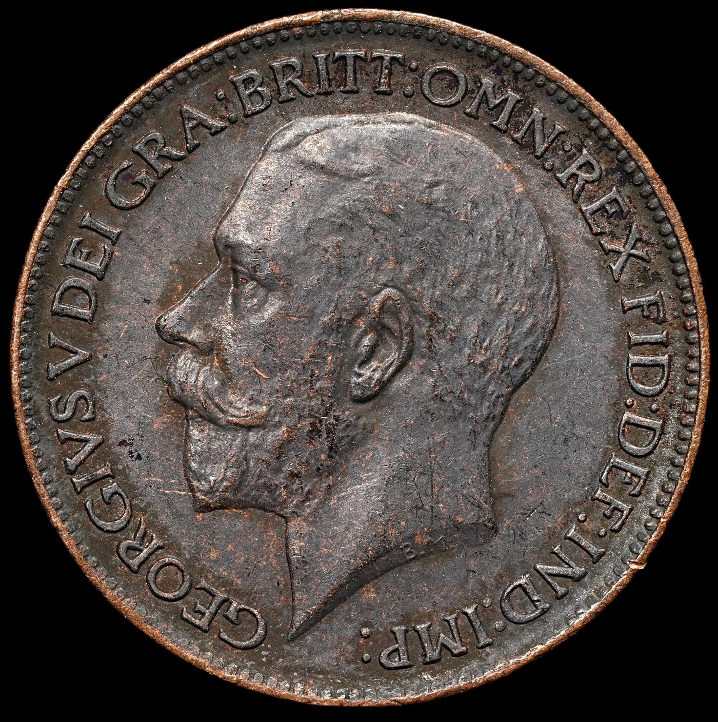 修遠堂世界钱币第106期，请看参拍说明 1911年英国1法新铜币，造币厂熏黑，未流通