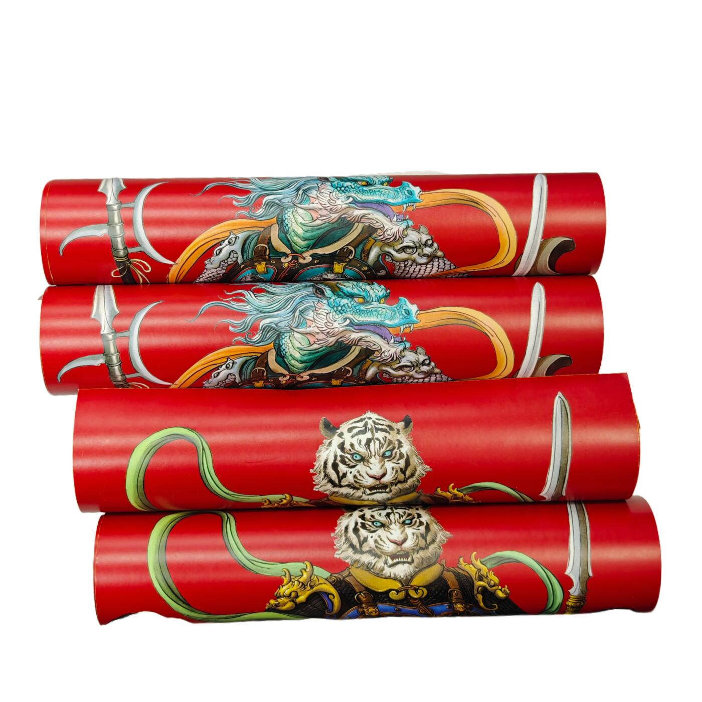 白泽拍卖卡牌手绘专场第33期（去岁千般皆如愿 今年万事定称心） 2025 独行正明 龙虎门神 4张 海报