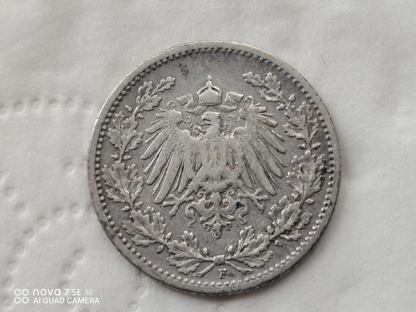 外国银币 1905年德国1/2银币