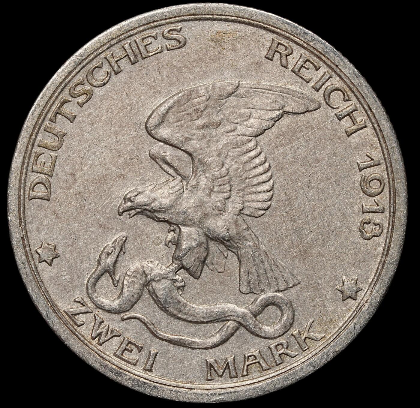 修遠堂世界钱币第106期，请看参拍说明 1913年普鲁士战胜拿破仑百年纪念2马克银币