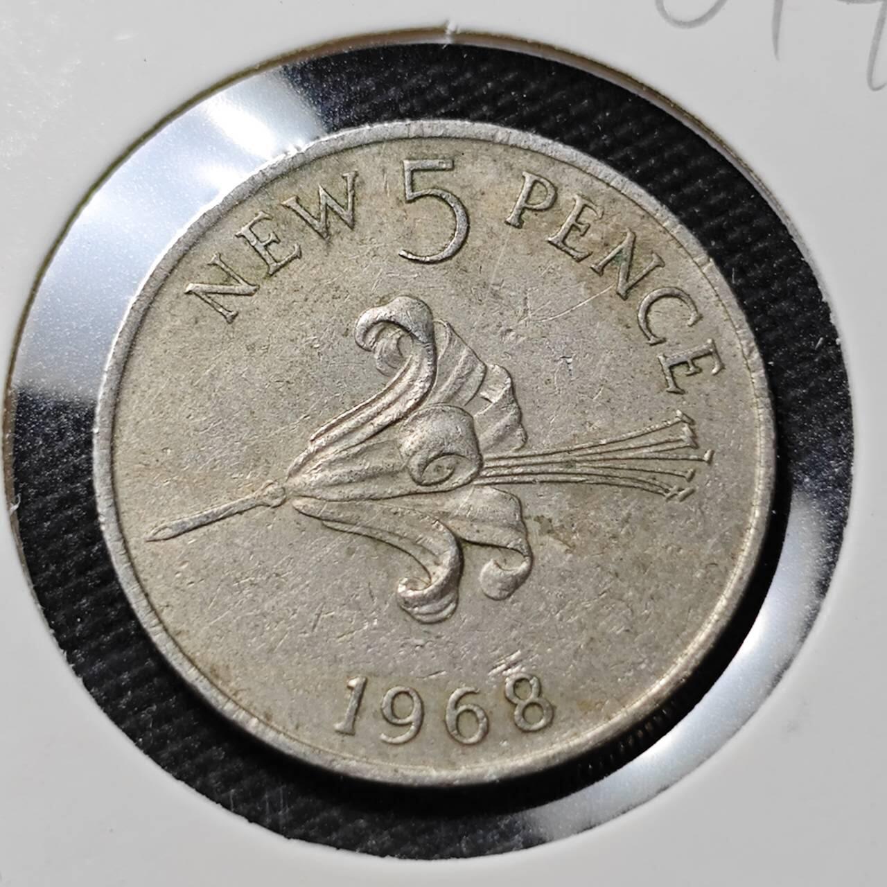 KK钱币收藏小铺   第401期 2月预留时间 周末发货  1968根西5便士